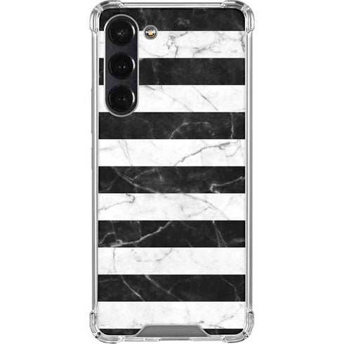 Black and White Striped Marble Galaxy S24 FE Clear Case